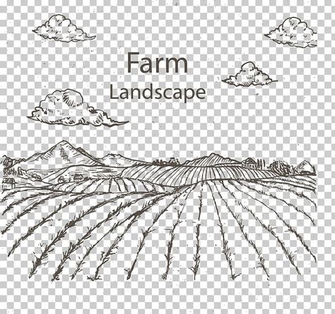 Farm Sketch Simple, Agriculture Classroom Decorations, Agriculture Tattoo, Agriculture Drawing, Agriculture Aesthetic, Agriculture Ideas, Mountain Range Drawing, Agriculture Icon, Farm Sketch