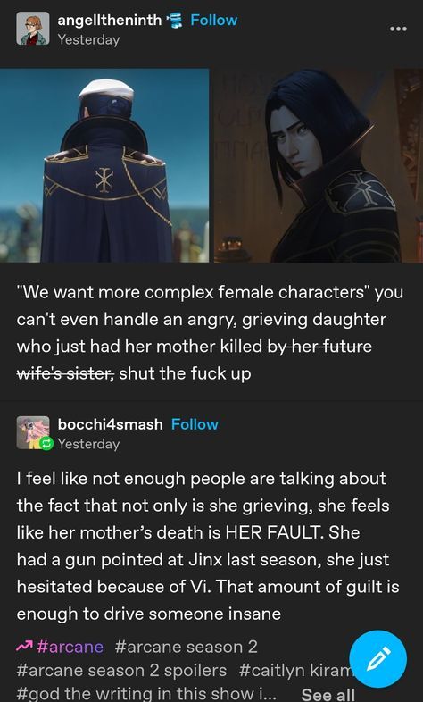 Arcane Tumblr Posts, Arcane Tumblr, Arcane Headcanons, Caitvi Arcane, Arcane Caitlyn, Caitlyn Arcane, Female Anime Characters, Jinx League Of Legends, Keep Talking