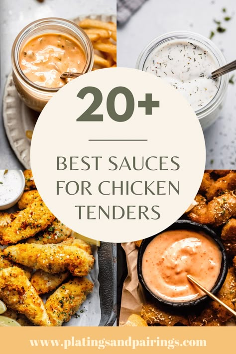 Looking for delicious sauces to liven up your chicken tenders? I've got you covered! Check out my ultimate guide featuring the best sauces for both home-cooked and restaurant-style chicken tenders. Try them all and discover your favorite today! Best Sauce For Chicken Tenders, Best Chicken Tender Sauce, Chicken Tenders Dipping Sauce Recipes, Chicken Tender Dips Sauce Recipes, Dip For Chicken Tenders Sauce Recipes, Sauce Recipes For Chicken Tenders, Chicken Strip Sauce Recipes, Dips For Chicken Tenders, Chicken Tenders Sauce Recipes