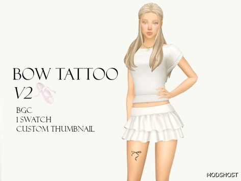 Download BOW Tattoo V2 for Sims 4 at ModsHost NOW! Bow tattoo V2 BGC 1 swatch Custom thumbnail Recoloring Allowed: Yes #sims4cc #male #mods #tattoo #sims #videogames #gaming Fierce Tattoo, The Sims 4 Lots, Sims 4 Tattoos, Bow Tattoo, Full Body Tattoo, Face Tattoos, Best Mods, Family Christmas Pajamas, Sims 4 Game