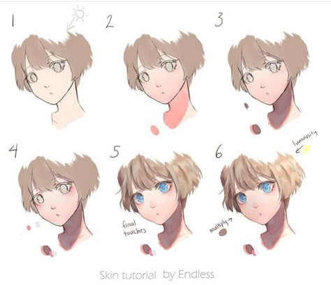 How to color skin [DIGITAL PAINTING] . Source / Credit t Digital Art Skin Shading, Skin Color Digital Art Tutorial, Art Tutorials Coloring, Coloring Process Digital, Shade Skin Digital, How To Color Anime Skin, How To Shade Anime Skin, Shading Skin Digital, How I Render Skin