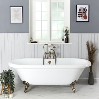 Lavabo D Angle, Gold Taps, Slipper Bath, Freestanding Bath Taps, Claw Foot Bath, Bad Accessoires, Traditional Baths, Roll Top Bath, Traditional Toilets