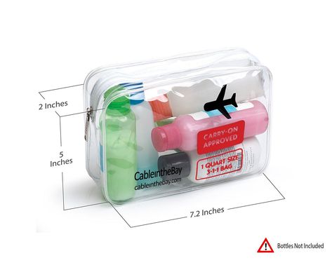 The TSA Approved Quart Size Bag Dimensions: Exactly How Big Can Your Toiletry Liquids Bag Be? Tsa Approved Toiletries, Travel Pack, Tsa Approved, Travel Outfits, Ziplock Bags, Bottle Bag, Travel Toiletries, Toiletry Bag Travel, Clear Bags