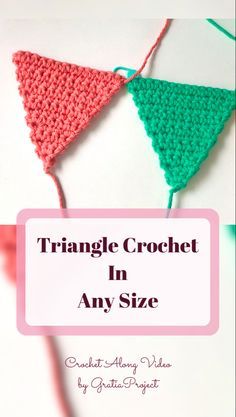 Crochet Triangle Bunting, How To Make A Crochet Triangle, Crocheting A Triangle, Crochet Triangle Banner, Triangle Blanket Crochet, Crochet A Triangle Pattern, Crochet Triangle Free Pattern, Crochet Triangle Garland, Crochet Triangles Free Pattern