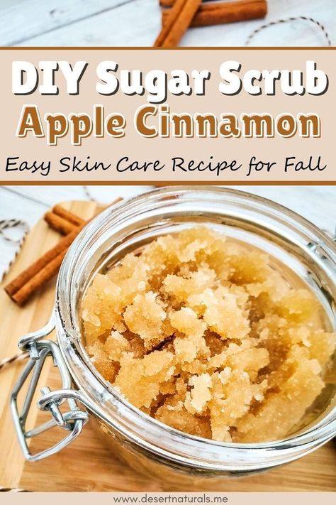 This Apple Cinnamon easy DIY sugar scrub recipe is perfect for fall skin care. Learn how to make sugar scrub at home with just a few basic ingredients. This homemade sugar scrub is perfect for exfoliating and leaving your skin feeling smooth and refreshed. DIY body scrub recipes are easy to make & this sugar body scrub DIY is a must-try with essential oils for scent. Discover the benefits of homemade scrubs and treat yourself to natural skin care with this easy DIY body scrub. Diy Fall Sugar Scrub Recipe, Homemade Exfoliating Scrub Body Easy Diy, Homemade Body Scrub Exfoliate, Home Made Body Scrub Recipe, Fall Sugar Scrub, Make Sugar Scrub, Sugar Body Scrub Diy, Easy Diy Body Scrub, Body Scrub Recipes