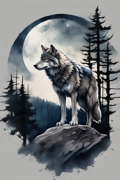 Paintings Of Wolves, Wolf Tattoo Drawing, Fantasy Wolf Art, Wolf Sketch, Wolf Colors, Wolf Painting, Wolf Artwork, Wolf Tattoo Design, Wolf Photos