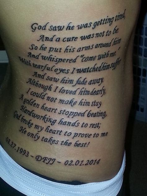 In Memory Of Cousin Tattoo, Grandma And Grandpa Memorial Tattoo, Big Brother Tattoo Memorial, Passed Grandpa Tattoo, Big Memorial Tattoos, Memorial Tattoo For Grandpa, Dear Mom Tattoo, Tribute Tattoos In Memory Of Brother, Dear Mama Tattoo