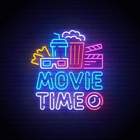 Cinema neon sign | Premium Vector #Freepik #vector #logo #icon #light #cinema Movie App, Neon Words, Cinema Art, Gym Logo, Movie Time, Neon Logo, Graphic Design Agency, Neon Fashion, Neon Design