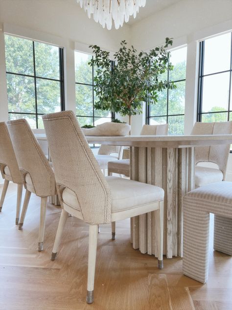 Nothing can update and elevate your dining room faster than a new set of dining chairs. I love the Century dining chairs I found @perigold. These chairs make the space light and airy which is exactly the feel I wanted. #perigolddesign #ad Cella Jane Home, Becky Hillyard, Cella Jane, Space Light, High Back Dining Chairs, Hamptons House, Upholstered Arm Chair, Home Style, Furniture Fabric