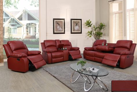 This furniture set will look ideal in any home!!! Leather Recliner Sofa, Loveseat Recliners, Wayfair Living Room, Living Room Recliner, Sectional Sofa With Recliner, Living Room Sofa Set, Furniture Sofa Set, Leather Reclining Sofa, Leather Living Room Set