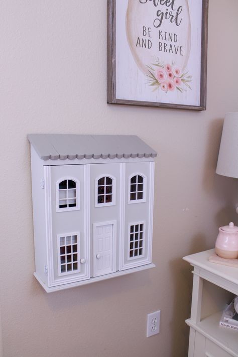 Every little princess needs a place to store her most treasured jewels! This DIY Dollhouse Jewelry Cabinet is perfect to keep them protected and unharmed while the princess is away! Perfect handmade gift for your leading lady this holiday season! #diyjewelry box #diydollhouse Dollhouse Jewelry, Cabinet Diy, Kids Rooms Diy, Girls Jewelry Box, Jewelry Wall, Kids Bedroom Designs, Jewelry Box Diy, Baby Travel, Jewelry Cabinet