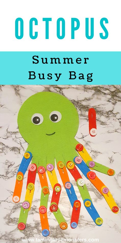 Diy Fine Motor Activities For Kids, Quiet Time Activities For Preschoolers, Button Activities For Preschool, Octopus Activities For Preschool, Travel Activities For Toddlers, Octopus Activities For Toddlers, Preschool Octopus Activities, Flower Wall Decor Ideas, Button Activity