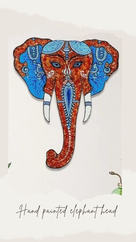 Hand-painted pattachitra elephant head. Pattachitra Elephant, Elephant Head, Elephant, Hand Painted