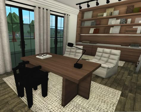 Roblox Bloxburg Office Room Ideas, Bloxburg School Principal Office, Bloxburg School Office Ideas, Bloxburg School Layouts With Dorms Small Plot, Office Idea Bloxburg, Bloxburg House Office Ideas, Realistic Bloxburg Office, Office Decor Bloxburg, Bloxburg School Bathroom