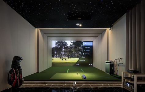 Golf Screen, Gentlemans Room, Pole Barn Ideas, Abandoned Mansion For Sale, Home Golf Simulator, Indoor Golf Simulator, Golf Simulator Room, Garage Game Rooms, Clubhouse Design