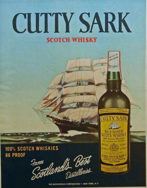 Cutty Sark Scots Whisky  Print ad  Vintage 50 s Color Illustration   sailboat  original 1958 art Cutty Sark, Scotch Whiskey, Bar Art, Vintage Beer, Magazine Ads, Easy Wall, Vintage Bar, Scotch Whisky, Wall Mounting