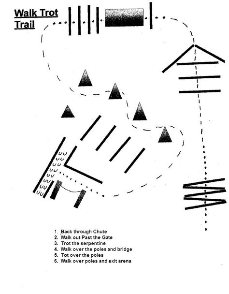 AQHA Trail Course | http://patterns2.othermyall1.net/western-trail-patterns/ Walk Trot Trail Patterns, Horse Patterns Riding, Trail Patterns Horse, Trail Patterns, Horsemanship Patterns, Riding Ideas, Horse Training Exercises, Ranch Riding, Western Trail