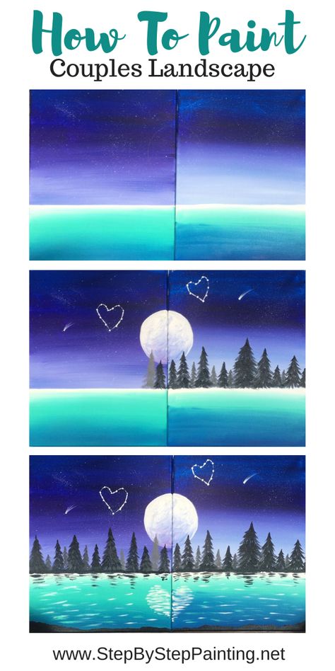 Couples Painting - Step By Step Tutorial - Free Online Couples Painting, Couples Canvas Painting, Acrylic Painting Ideas, Chalk Painting, Couple Painting, Canvas Painting Tutorials, Simple Canvas Paintings, Cute Canvas Paintings, Canvas Painting Diy