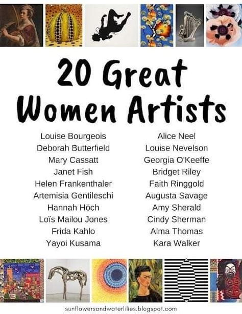 Women Art History, Famous Illustrators Artists, Great Women Artists, Women Artists For Kids, Women Artists In History, Famous Women Artists, Famous Female Artists, Female Artists Painting, Good Artists