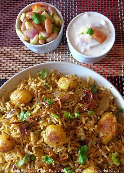 I always buy a pack of baby potatoes as I am really fond of those cute looking small potatoes.They are very versatile and I prefer them o... Baked Potatoes Ideas, Indian Biriyani, Potato Biryani, Potatoes Ideas, Veg Dum Biryani Recipe Video, Potato Aloo Indian Curry, Kashmiri Dum Aloo Recipe, Dum Aloo Kashmiri, Pakistan Food