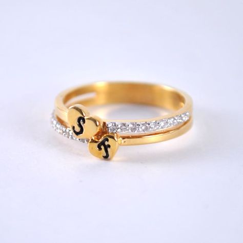 Rings With Initials, Couple Rings Gold, Personalized Initial Ring, Custom Wedding Ring, Gold Initial Ring, Engagement Rings Couple, Gold Necklace Indian, Wedding Initials, Gold Rings Simple