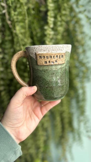 Summit View Ceramics on Instagram: "step by step ⛰️ mountain mama mugs are available now! • • • #mountainmama #hikersofinstagram #handmade #pottery #ceramics #etsyshop #newhampshire" Hand Painted Mug, Clay Monsters, Painted Mug, Mountain Mama, Mama Mug, Hand Painted Mugs, Painted Mugs, Mug Handmade, Crochet Kitchen