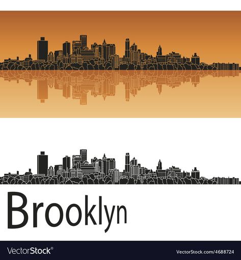 Brooklyn Skyline, Orange Vector, Orange Background, Clean Lines, Png Images, Adobe Illustrator, Brooklyn, Vector Images, Vector Free