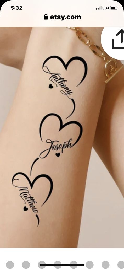 Family Heart Tattoos, Grandchildren Tattoos, Family Name Tattoos, Heart Tattoos With Names, Name Tattoos For Moms, Tiny Wrist Tattoos, Cool Wrist Tattoos, Mom Tattoo Designs, Tattoos With Kids Names