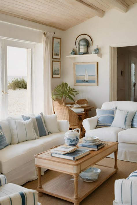 #aesthetic #dreamhomedesign #livingroomdecorideas #nauticaldecor #grandmillennial #neutralhomedecor #blueandwhitechina #blueandwhitedecor Coastal Grandma Apartment Aesthetic, Coastal Antique Living Room, Coastal Aesthetic Apartment, Costal Grandma Aesthetic Living Room, Costal Aesthetic House, Coastal Grandmother Aesthetic Living Room, Coastal Grandma Vibes, Costal Beach Aesthetic House, Coastal Eclectic Living Room