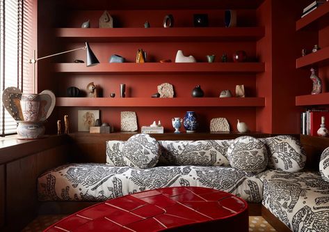 Giancarlo Valle, Red Room Decor, Red Interior Design, Red Palette, Red Room, Chinoiserie Style, Wooden Dining Chairs, Red Interior, Nyc Apartment