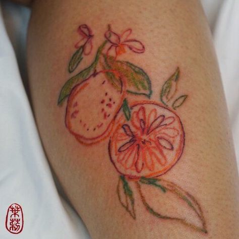 Top Surgery Tattoo, Plant Tattoos, Henne Tattoo, Fruit Tattoo, Funky Tattoos, Handpoke Tattoo, Lily Evans, Dainty Tattoos, Piercing Ideas