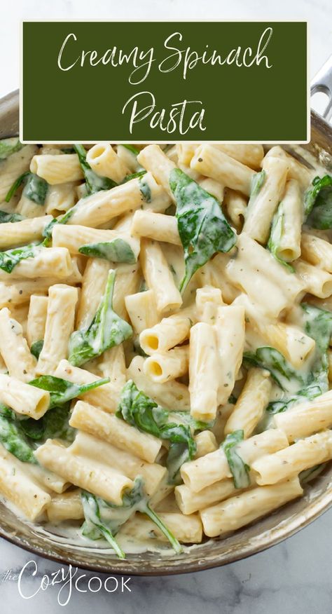 creamy spinach pasta with a white cream sauce Creamy Garlic Pasta Salad, Easy Spinach Pasta, Garlic Pasta Salad, Creamy Spinach Pasta, Spinach Pasta Sauce, Spinach Pasta Recipe, Pasta Salad With Spinach, Creamy Garlic Parmesan Sauce, Spinach Pasta Recipes