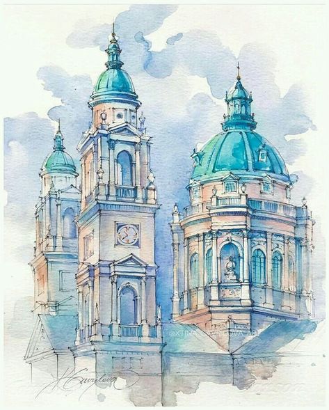 Architecture Drawing Sketchbooks, Watercolor Architecture, Architecture Sketchbook, Watercolour Inspiration, Architecture Drawing Art, Architecture Painting, Urban Architecture, 수채화 그림, Inspirational Design