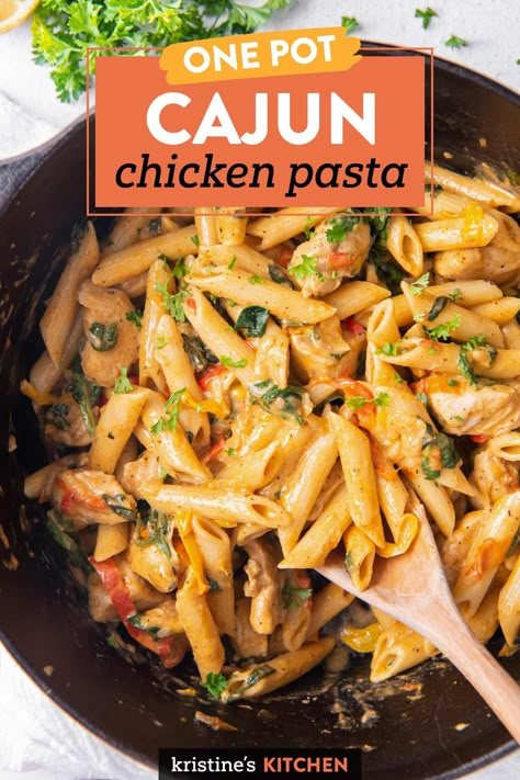 One Pot Cajun Pasta, Easy Cajun Chicken Pasta, Easy Cajun Chicken, Healthy Chicken Sandwich Recipes, Creamy Cajun Pasta, Pasta Recipes Healthy, Cajun Chicken Pasta Recipes, Easy Cajun, Chicken Pasta Recipes Healthy