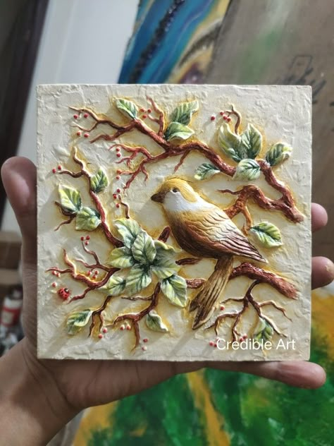 3d Clay Art On Canvas Diy, Clay Wall Painting, Marble Dust Art, 3d Clay Painting On Canvas, 3d Painting On Canvas Using Clay, 3d Painting With Clay, Clay 3d Art, 3d Clay Painting, Polymer Clay Painting On Canvas