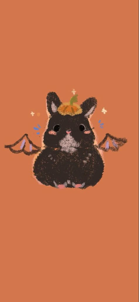 Simple Bunny Wallpaper, Autumn Bunny Wallpaper, Thanksgiving Pfp Aesthetic, Halloween Bunny Wallpaper, Fall Bunny Wallpaper, Cheengu Wallpaper, Halloween Wallpaper Simple, Autumn Bunny, Halloween Wallpaper Cute