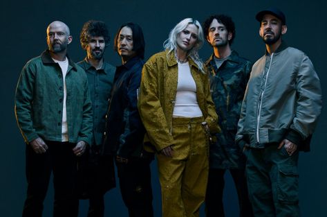 Linkin Park’s ‘The Emptiness Machine’ Debuts on Rock Emily Armstrong, Brad Delson, Joe Hahn, Rob Bourdon, Linking Park, Papa Roach, Hunting Party, Bruce Dickinson, Barclays Center