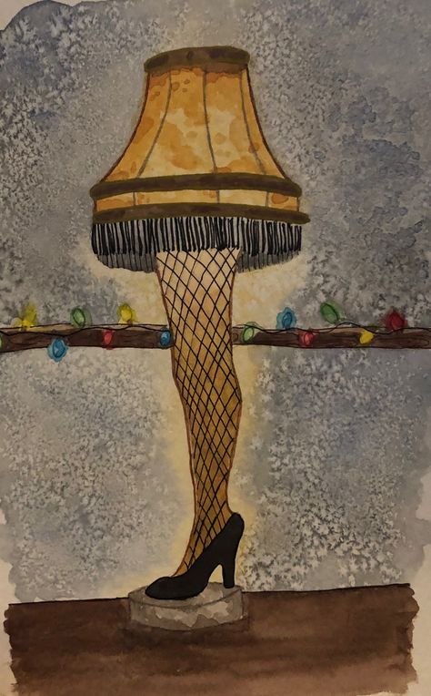 A Christmas Story Leg Lamp Christmas Story Leg Lamp Painting, A Christmas Story Canvas Painting, Leg Lamp Christmas Story, Leg Lamp Drawing, Diy Christmas Story Leg Lamp, A Christmas Story Painting, Christmas Movie Paintings, A Christmas Story Aesthetic, Christmas Story Lamp