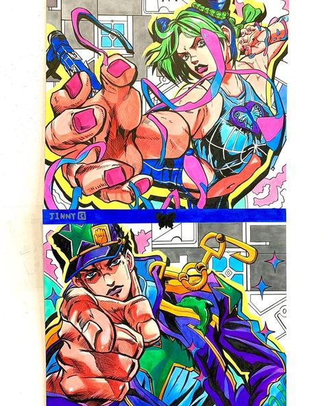 @jinny_cawl shared a photo on Instagram: “Stone Ocean OP fanart. Marker drawing on paper. 9x9inch. I really loved the style for their album cover, and felt I can make it to a…” • Dec 5, 2021 at 6:52pm UTC Jojo's Adventure, Stone Ocean, Jojo Parts, Drawing On Paper, Jojo's Bizarre Adventure Anime, Adventure Art, Jojo Anime, Jojo Memes, Marker Drawing