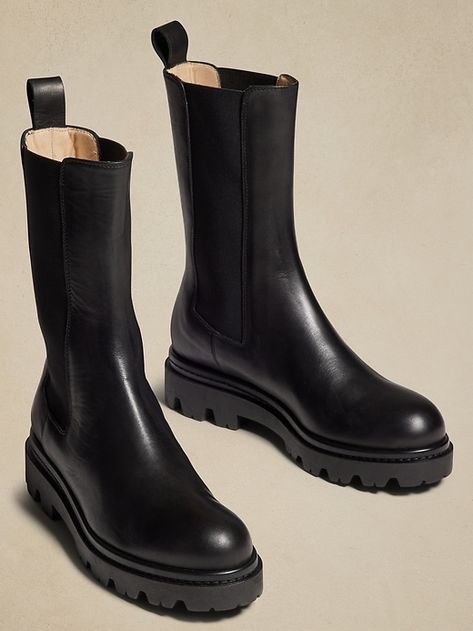 Ladies Mid Calf Boots, Sam Elderman Boots, Boots Tall Black, Mid Calf Boots Women, Tall Chelsea Boots Outfit Women, Cute Shoes For Work, Mid Calf Black Boots Outfit, Calf Height Boots Outfit, Chelsea Boot With Dress