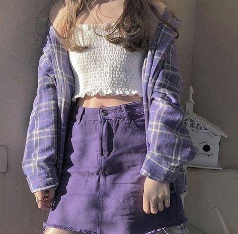 Purple Skirt Outfit, Rok Outfit, Purple Outfits, Purple Skirt, Indie Outfits, Miss Dior, Inspired Outfits, Purple Fashion, Fashion Aesthetic