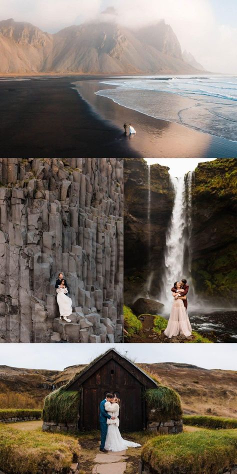 Elegant Long Sleeve Wedding Dresses, Outdoor Wedding Backdrops, Iceland Elopement, Best Places To Elope, Destination Wedding Decor, Iceland Photos, Iceland Photography, Places To Elope, How To Elope