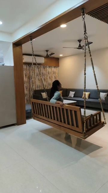 Unjal In Living Room, Castle Design Interior, Unjal Designs, Modern Jhula In Living Room, Oonjal Design, Swings In Living Room, Zula In Living Room, Jhoola In Living Room, Sit Out Ideas House