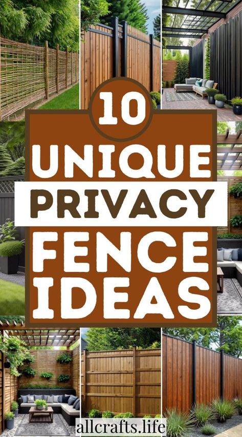 Unique Privacy Fence Ideas Backyard Pony Wall Ideas, Farm Privacy Fence Ideas, Old Door Fence Privacy Screens, Privacy Fences Landscaping, Diy Modern Fence Ideas, Roadside Fence Ideas, Front Patio Fence Ideas, House Fencing Design, Patio Privacy Fence Ideas