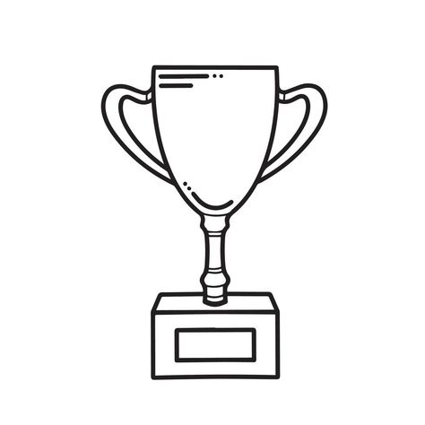 Trophy white and black colored icon vector illustration with clean outline isolated on white background. Cartoon art styled drawing with simple flat line art. White Background Cartoon, Background Cartoon, Cartoon Art Styles, Cartoon Art, Art Style, Vector Art, Line Art, Black Color, White Background