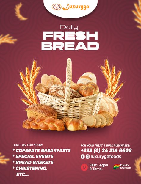 Bread Flyer Design, Bread Banner Design, Bakery Banner Design, Bakery Flyer Design, Bakery Poster Design, Bakery Ads, Bakery Flyer, Sparkly Wedding Cakes, Bread Factory