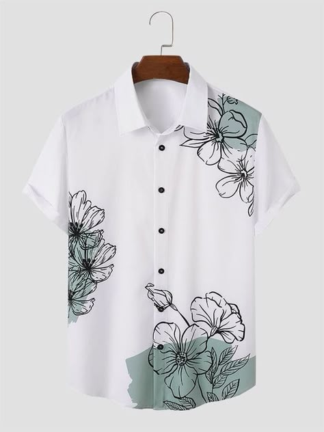 Gents Shirts, Fabric Paint Shirt, Shirt Painting, Cool Shirt Designs, Fabric Painting On Clothes, Floral Hawaiian Shirt, Trendy Shirt Designs, Paint Shirts, Kids Dress Wear