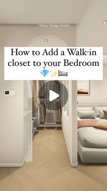 Tiffany design studio💎 on Instagram: "Adding a walk-in closet to a bedroom? Wait for it ⤴️💎✨
•
•
•
#tiffanydesignstudio #walkincloset #bedroominteriors" Bedroom Without A Closet, Tiny House Walk In Closet, Bedroom With Closet Ideas, Kids Walk In Closet Ideas, Adding A Closet To A Bedroom, Wordrop Ideas Room, Tiny Walk In Closet Ideas, Walk In Closet Ideas, House Structure Design