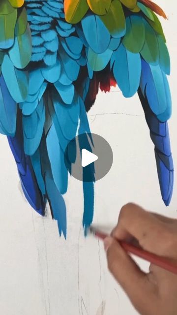 How To Paint Feathers, Parrot Art Painting, Parrots Painting, Watercolor Parrot Painting, Parrot Painting, Parrot Feather, Parrots Art, Bird Paintings, Macaw Parrot