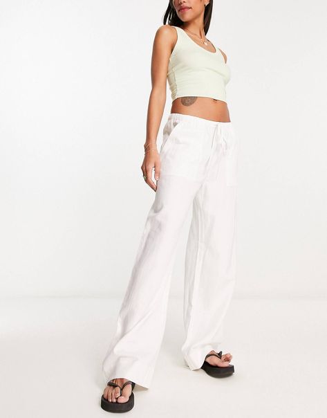 Low Rise White Linen Pants, Low Rise Linen Pants, White Linen Trousers, White Cargo Pants, Summer Trousers, White Linen Pants, Linen Trousers, Cargo Trousers, White Pants